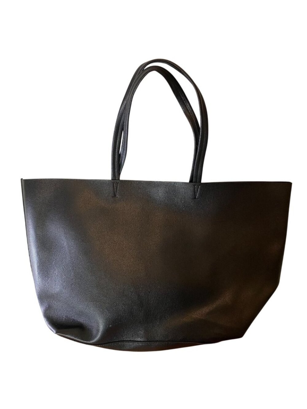 Victorias Secret Black Faux Leather Tote Bag Large Shoulder Handbag - Picture 2 of 6